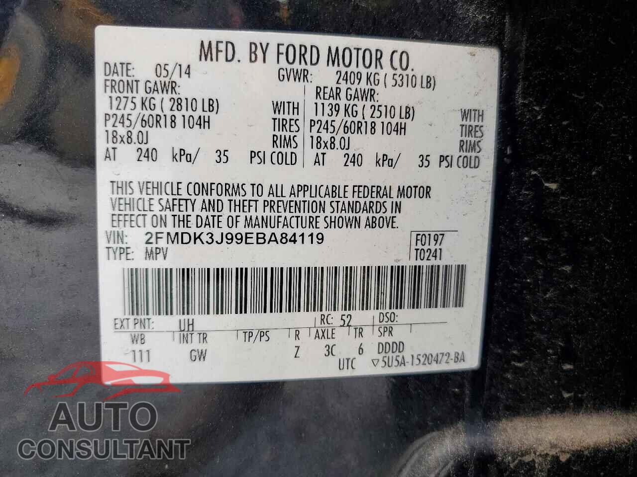 FORD EDGE 2014 - 2FMDK3J99EBA84119