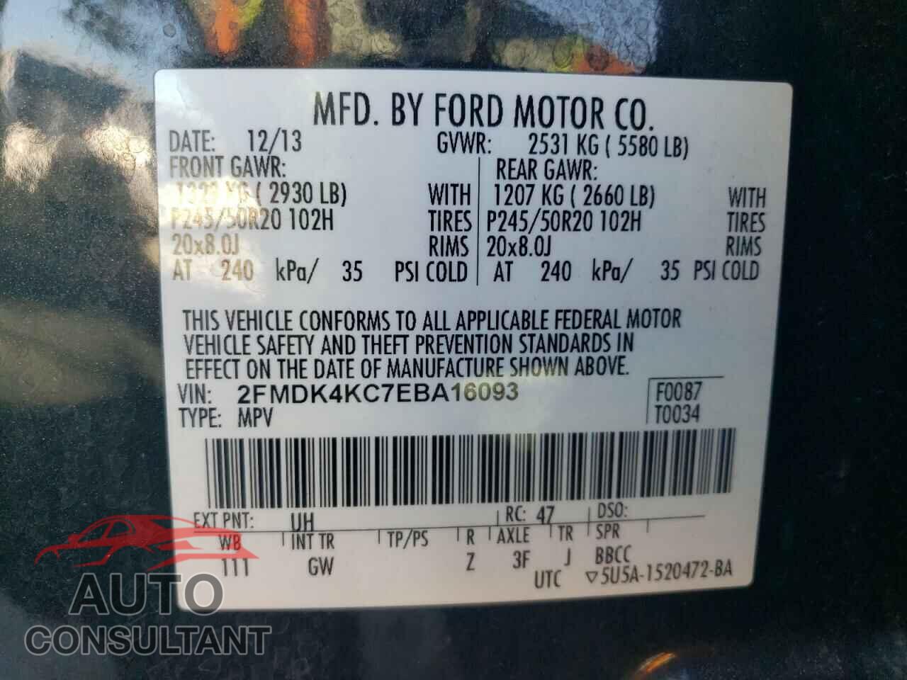 FORD EDGE 2014 - 2FMDK4KC7EBA16093