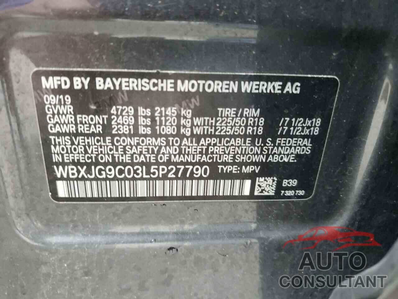 BMW X1 2020 - WBXJG9C03L5P27790