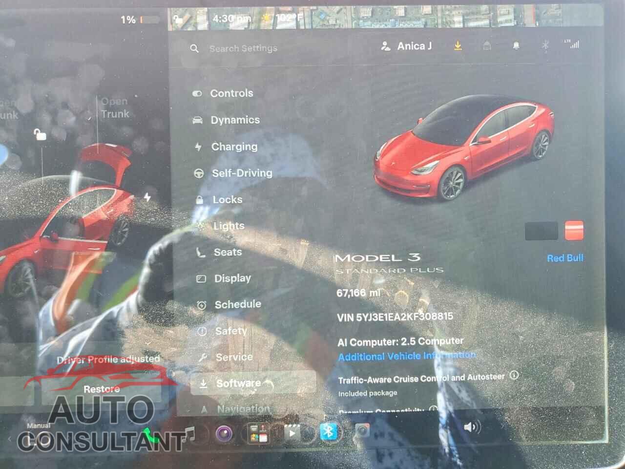 TESLA MODEL 3 2019 - 5YJ3E1EA2KF308815