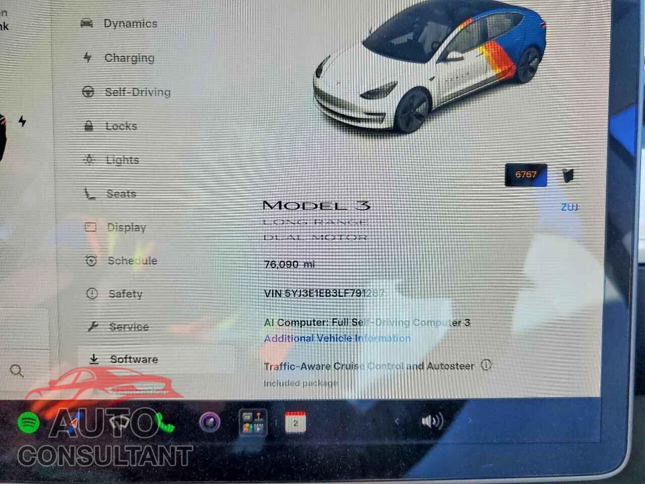 TESLA MODEL 3 2020 - 5YJ3E1EB3LF791287