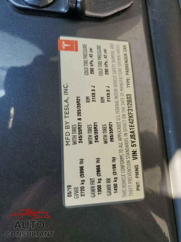 TESLA MODEL S 2019 - 5YJSA1E42KF312803