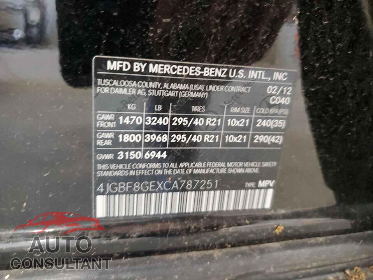 MERCEDES-BENZ GL-CLASS 2012 - 4JGBF8GEXCA787251
