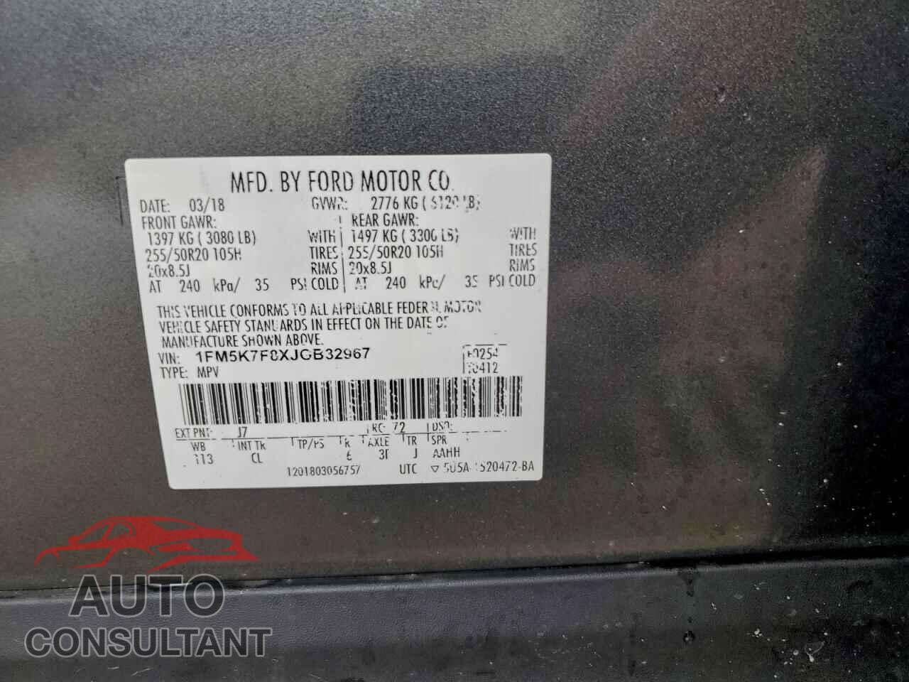 FORD EXPLORER 2018 - 1FM5K7F8XJGB32967