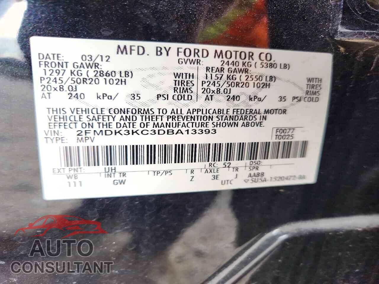 FORD EDGE 2013 - 2FMDK3KC3DBA13393