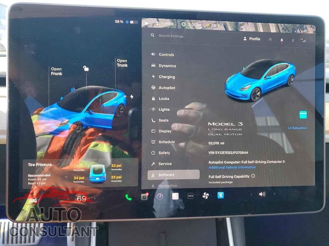 TESLA MODEL 3 2018 - 5YJ3E1EB2JF070844