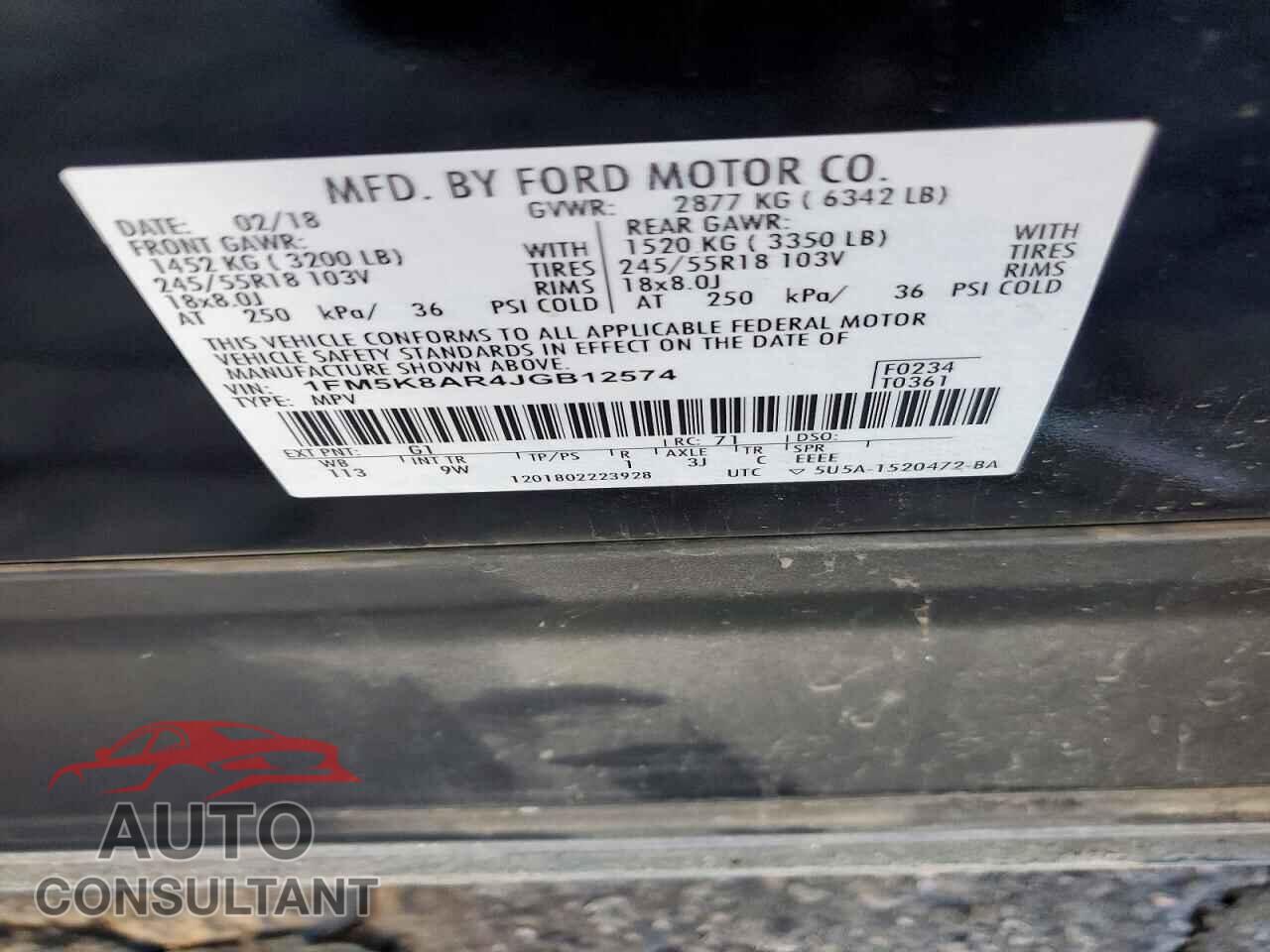 FORD EXPLORER 2018 - 1FM5K8AR4JGB12574