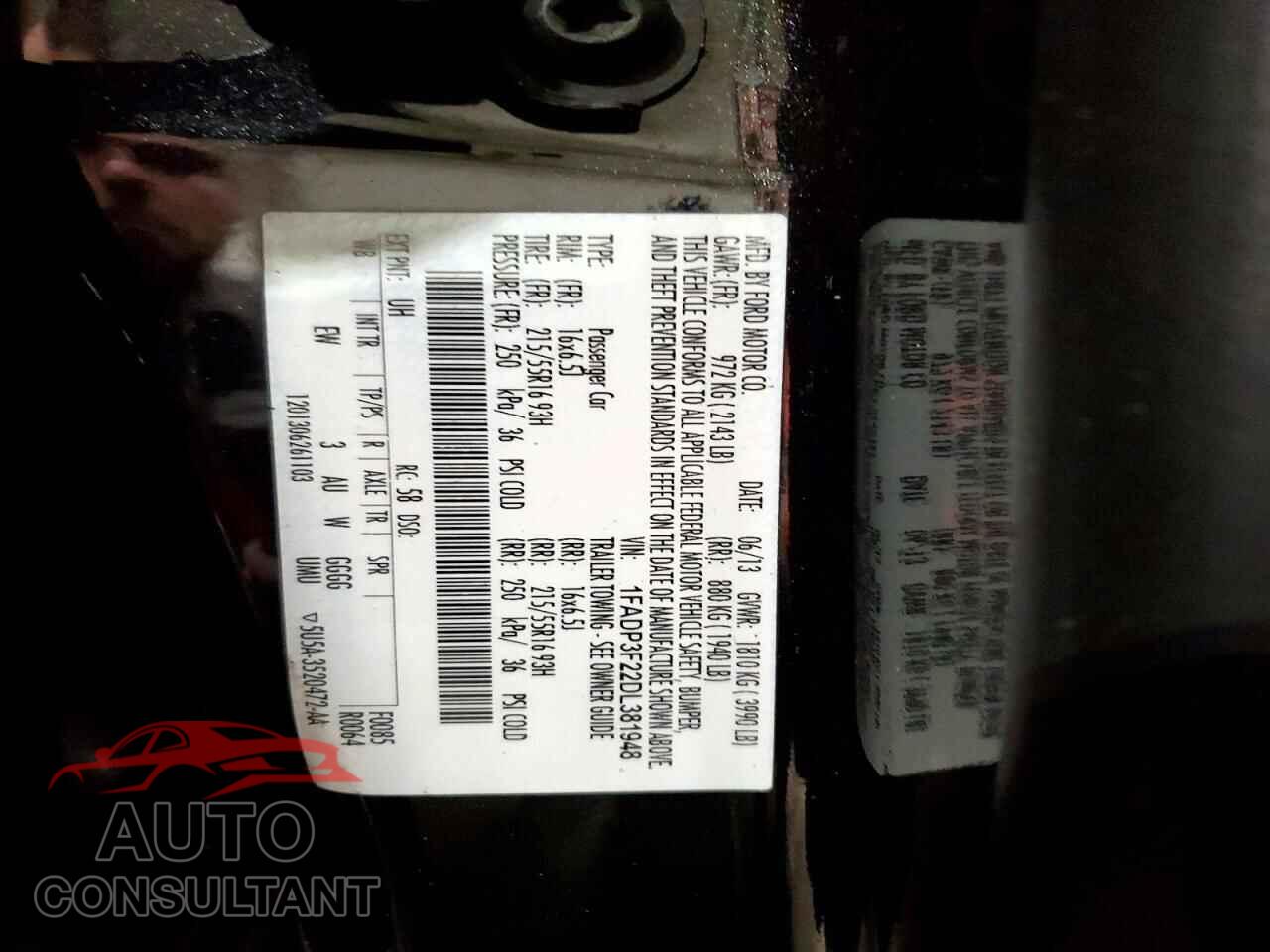 FORD FOCUS 2013 - 1FADP3F22DL381948