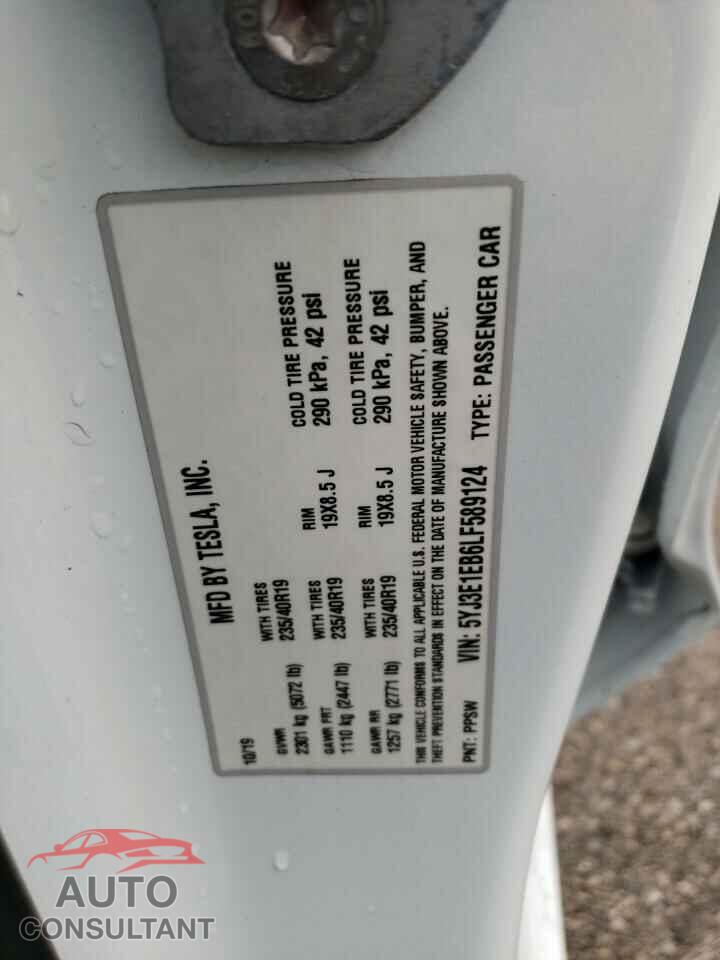 TESLA MODEL 3 2020 - 5YJ3E1EB6LF589124