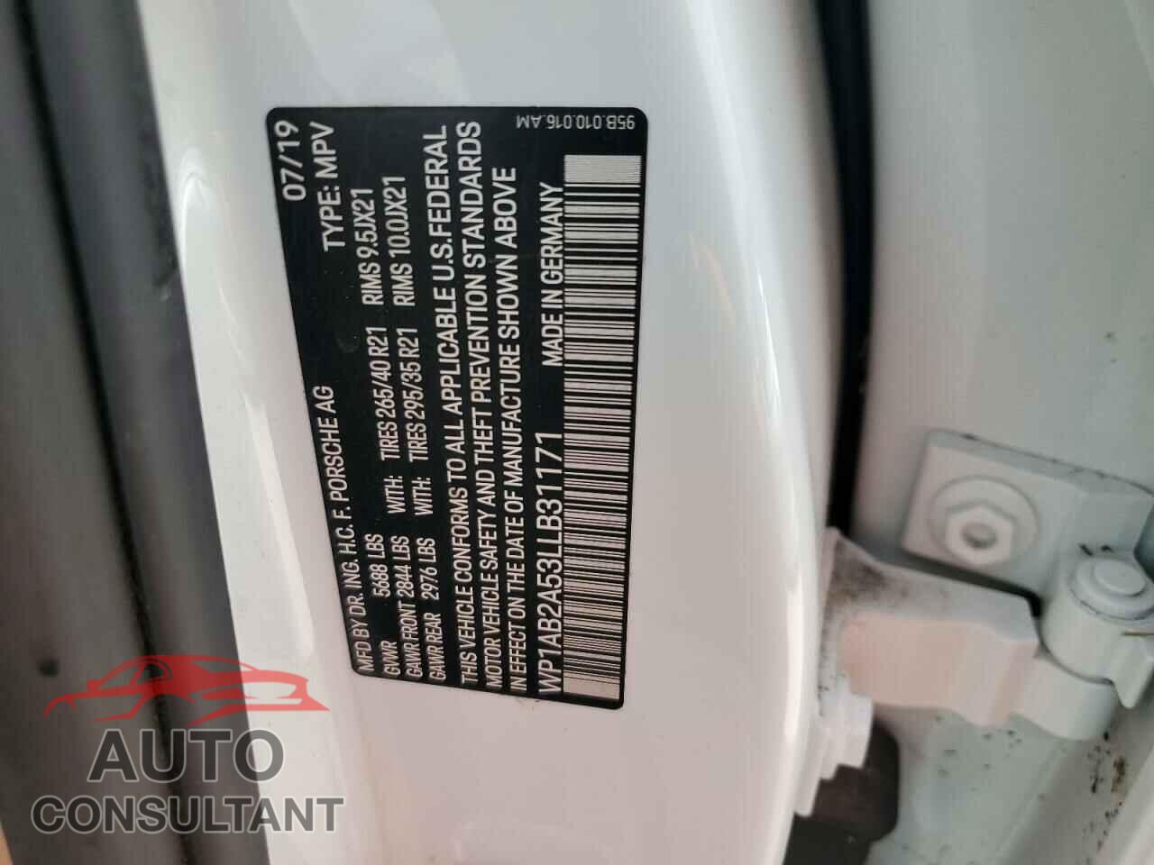 PORSCHE MACAN 2020 - WP1AB2A53LLB31171