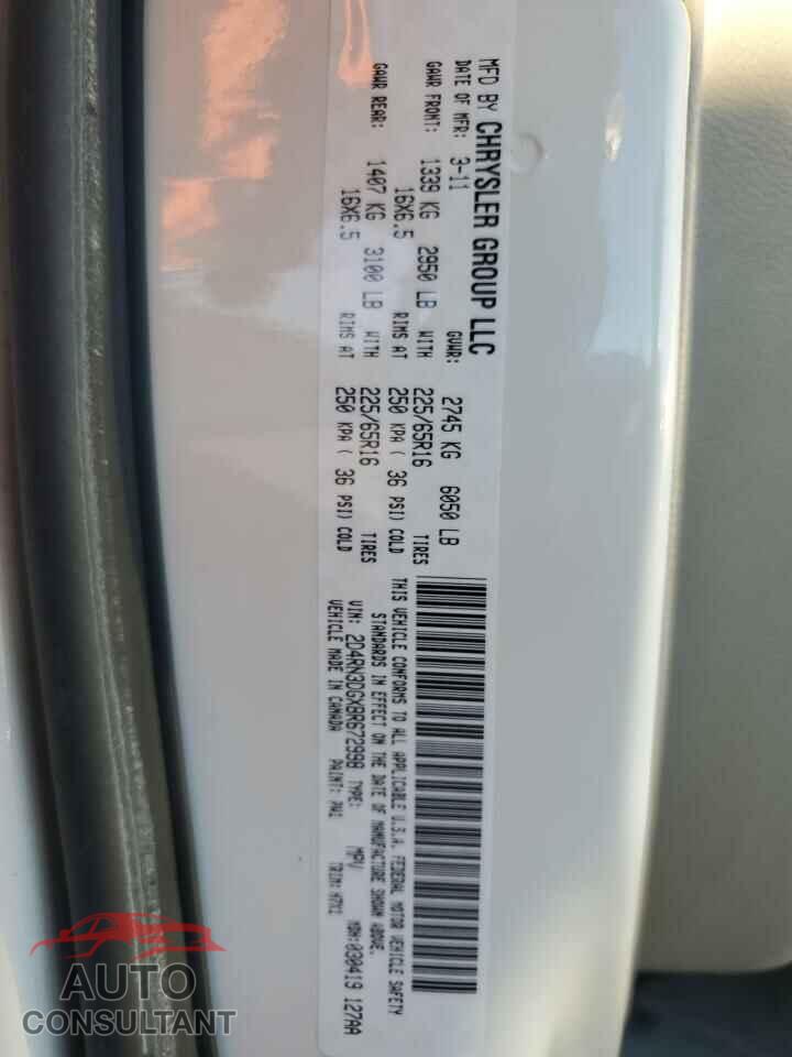 DODGE CARAVAN 2011 - 2D4RN3DGXBR672998
