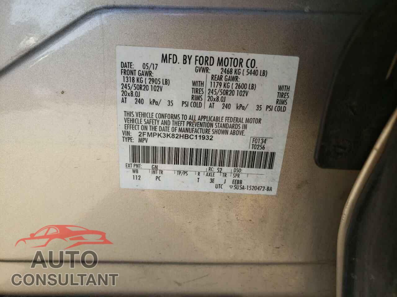FORD EDGE 2017 - 2FMPK3K82HBC11932