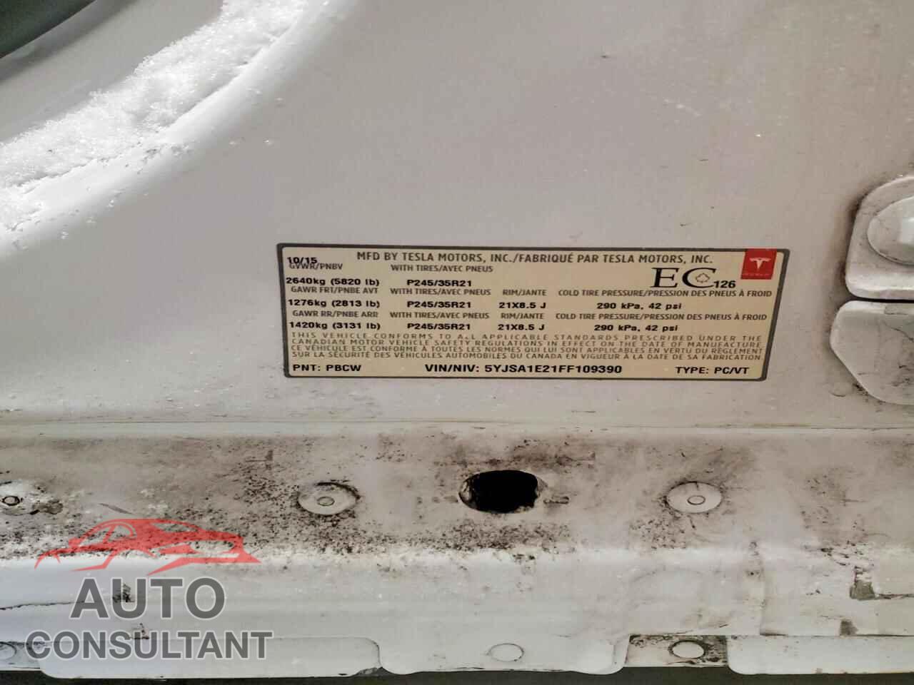 TESLA MODEL S 2015 - 5YJSA1E21FF109390