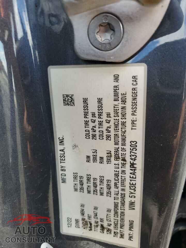 TESLA MODEL 3 2023 - 5YJ3E1EA4PF437503
