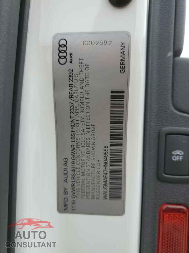 AUDI A4 2017 - WAUGMAF47HN049596