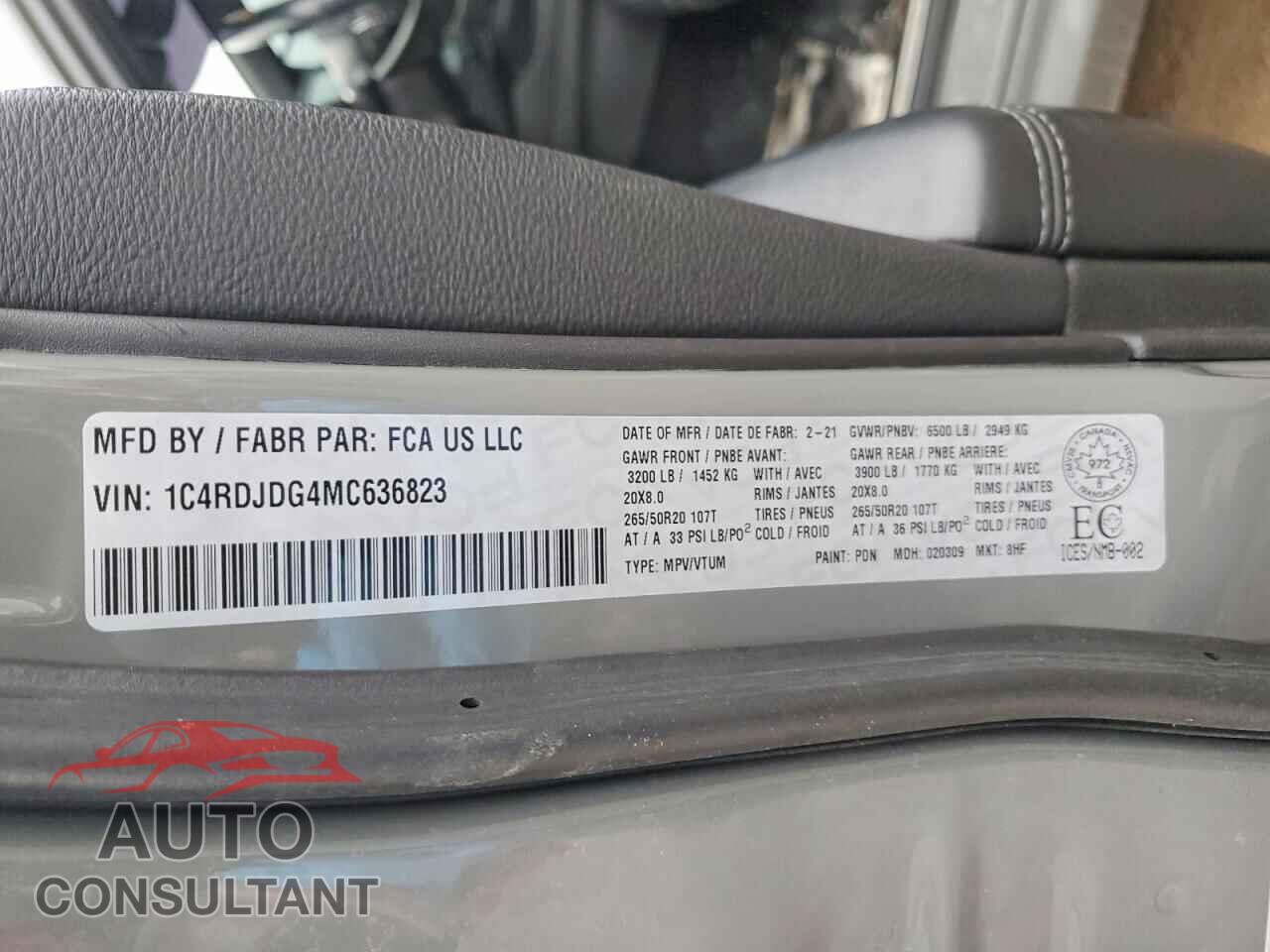 DODGE DURANGO 2021 - 1C4RDJDG4MC636823