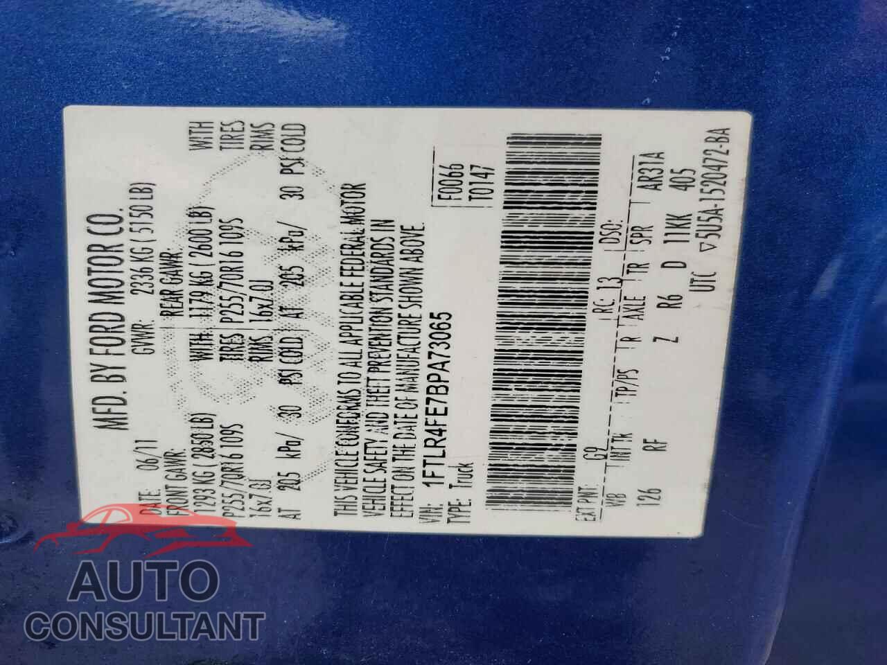 FORD RANGER 2011 - 1FTLR4FE7BPA73065
