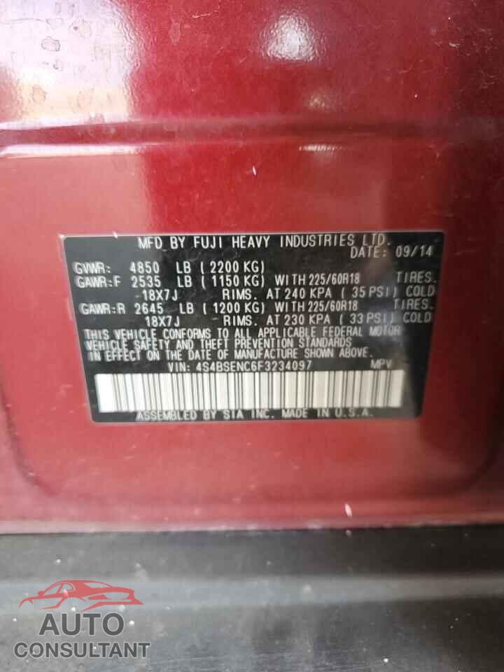 SUBARU OUTBACK 2015 - 4S4BSENC6F3234097
