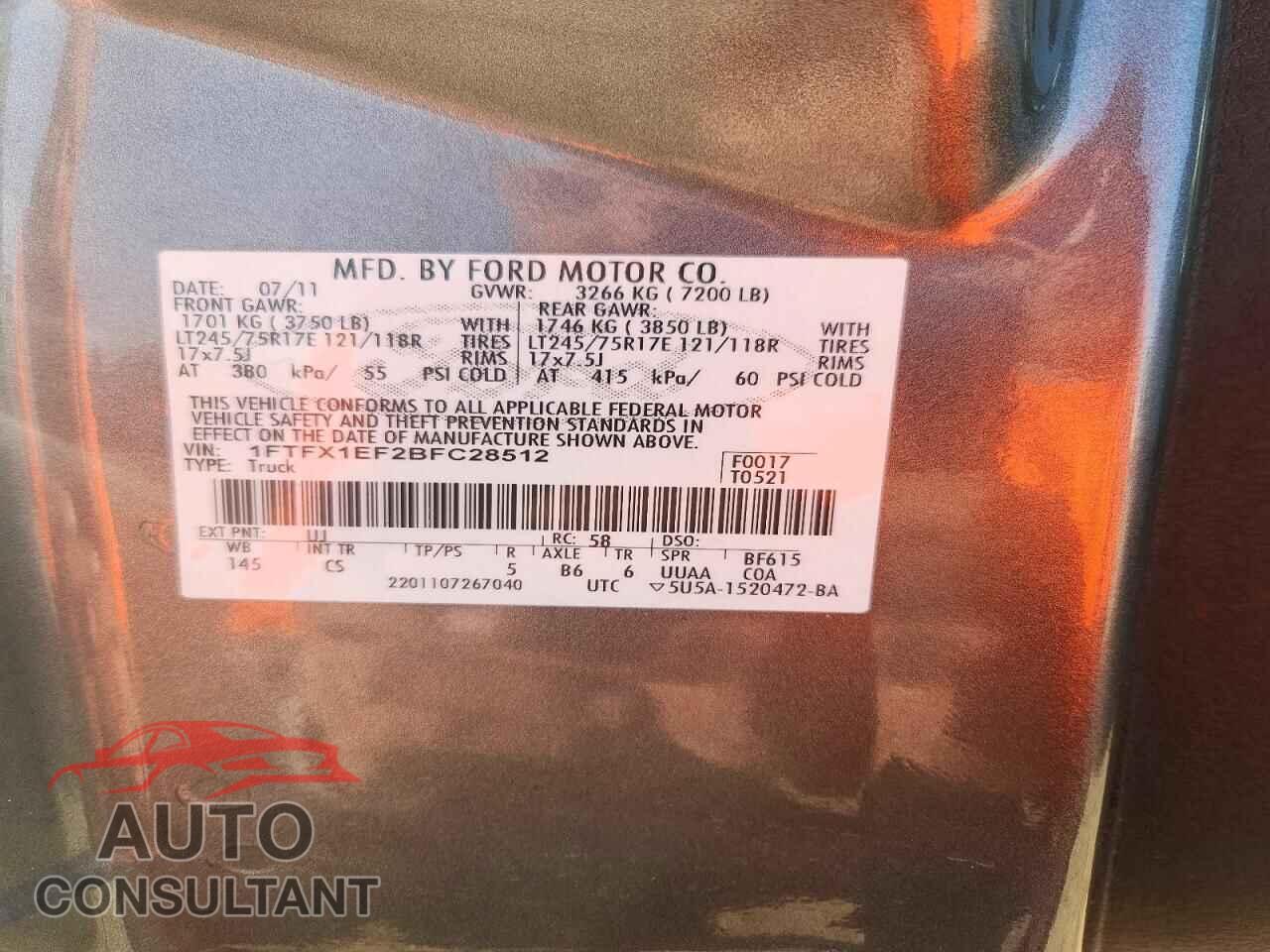 FORD F150 2011 - 1FTFX1EF2BFC28512