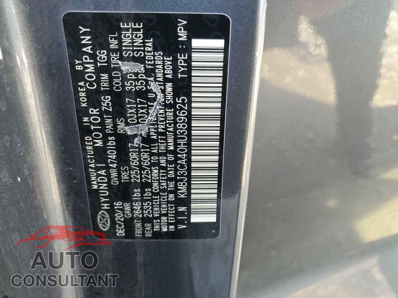 HYUNDAI TUCSON 2017 - KM8J3CA40HU389625