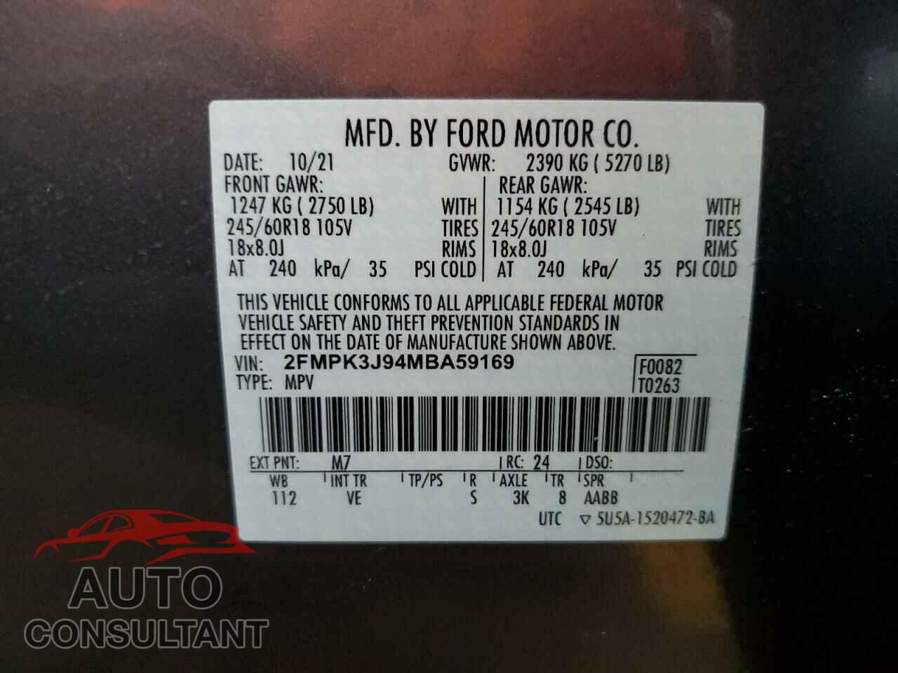 FORD EDGE 2021 - 2FMPK3J94MBA59169