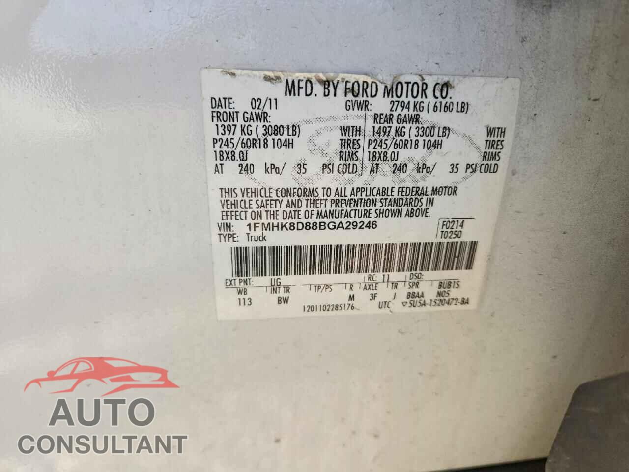 FORD EXPLORER 2011 - 1FMHK8D88BGA29246