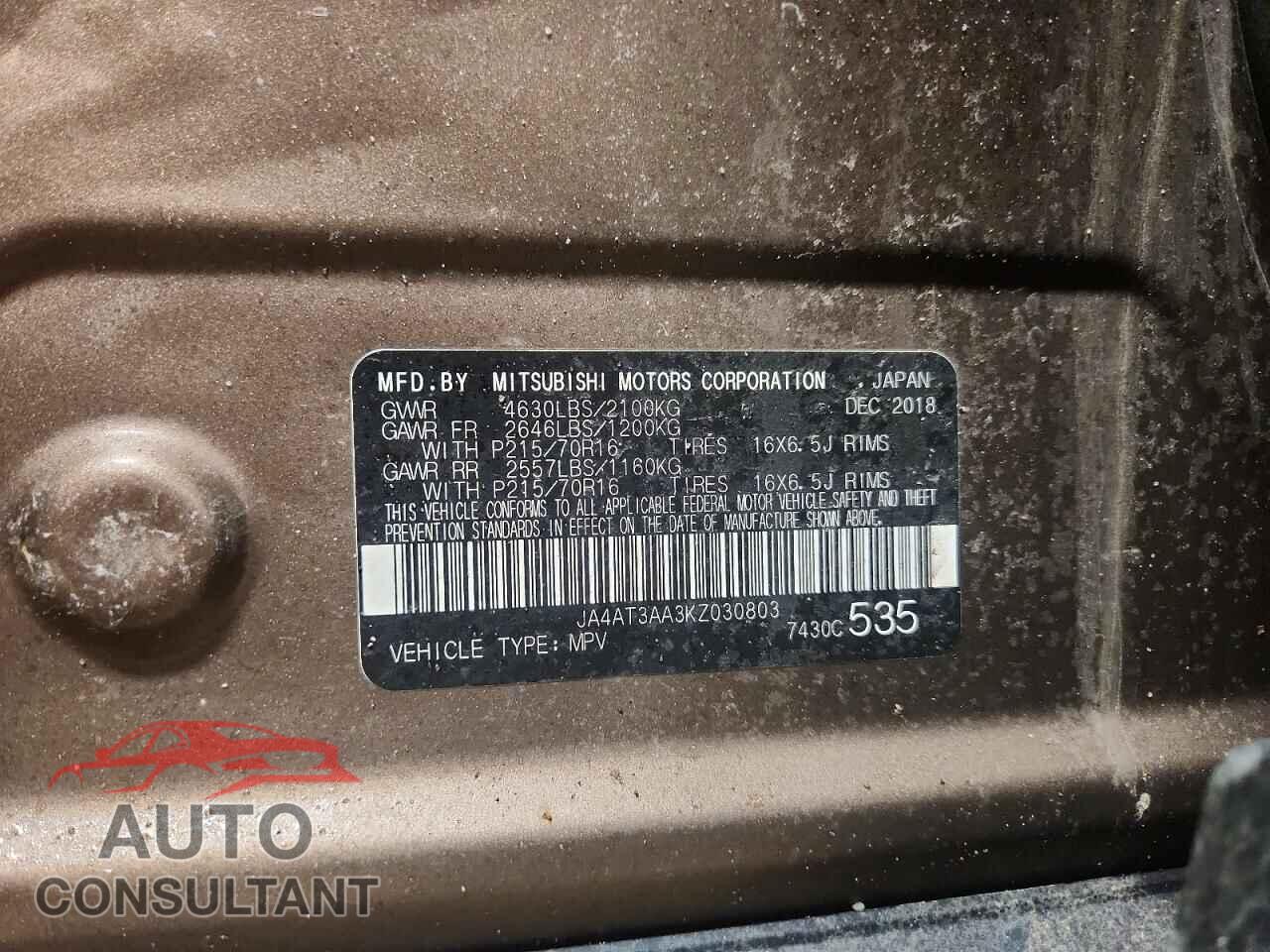 MITSUBISHI ECLIPSE 2019 - JA4AT3AA3KZ030803