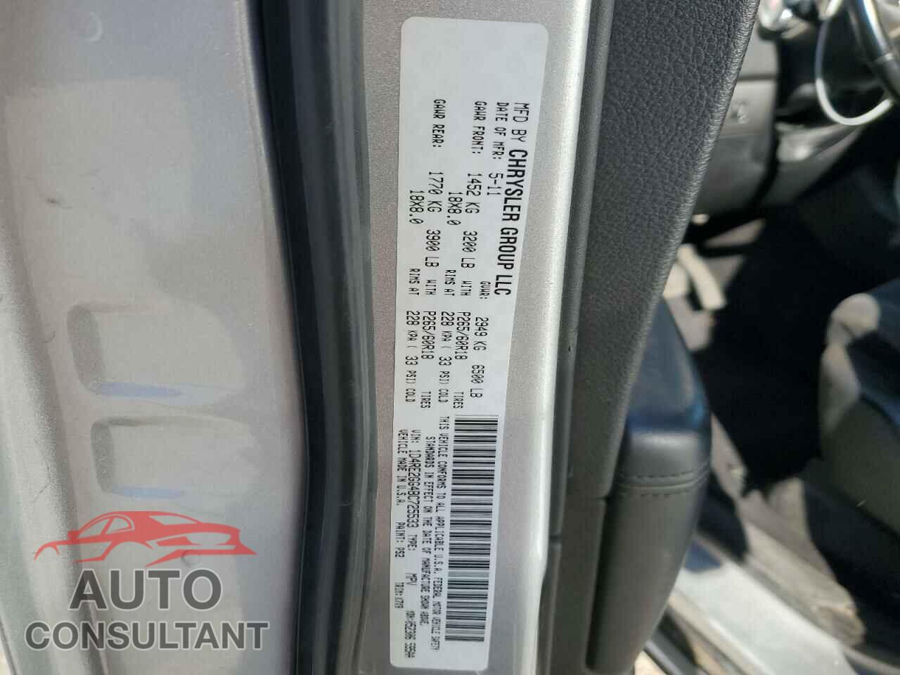 DODGE DURANGO 2011 - 1D4RE2GG4BC725533