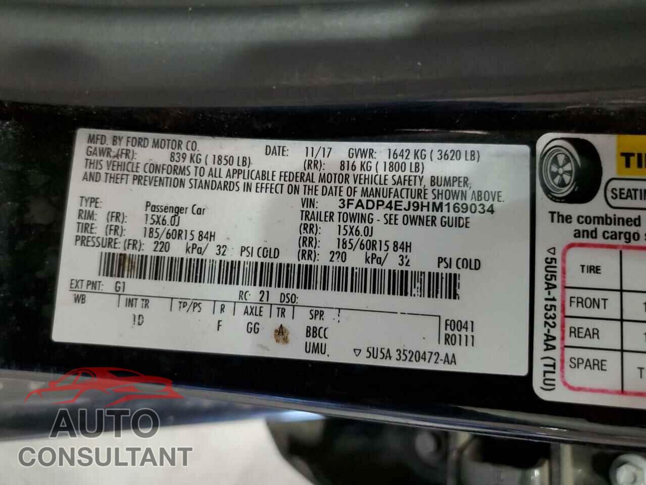 FORD FIESTA 2017 - 3FADP4EJ9HM169034