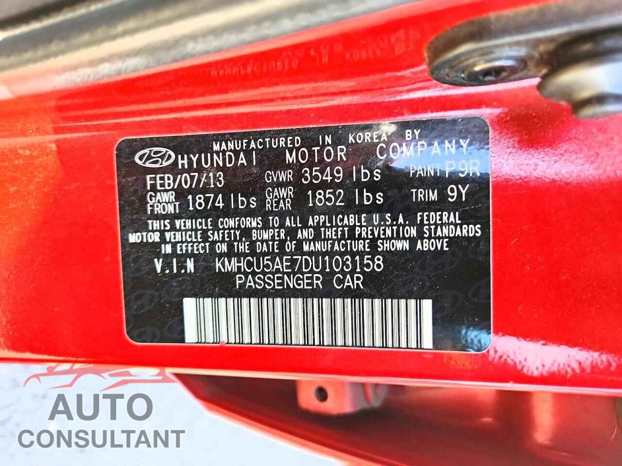 HYUNDAI ACCENT 2013 - KMHCU5AE7DU103158