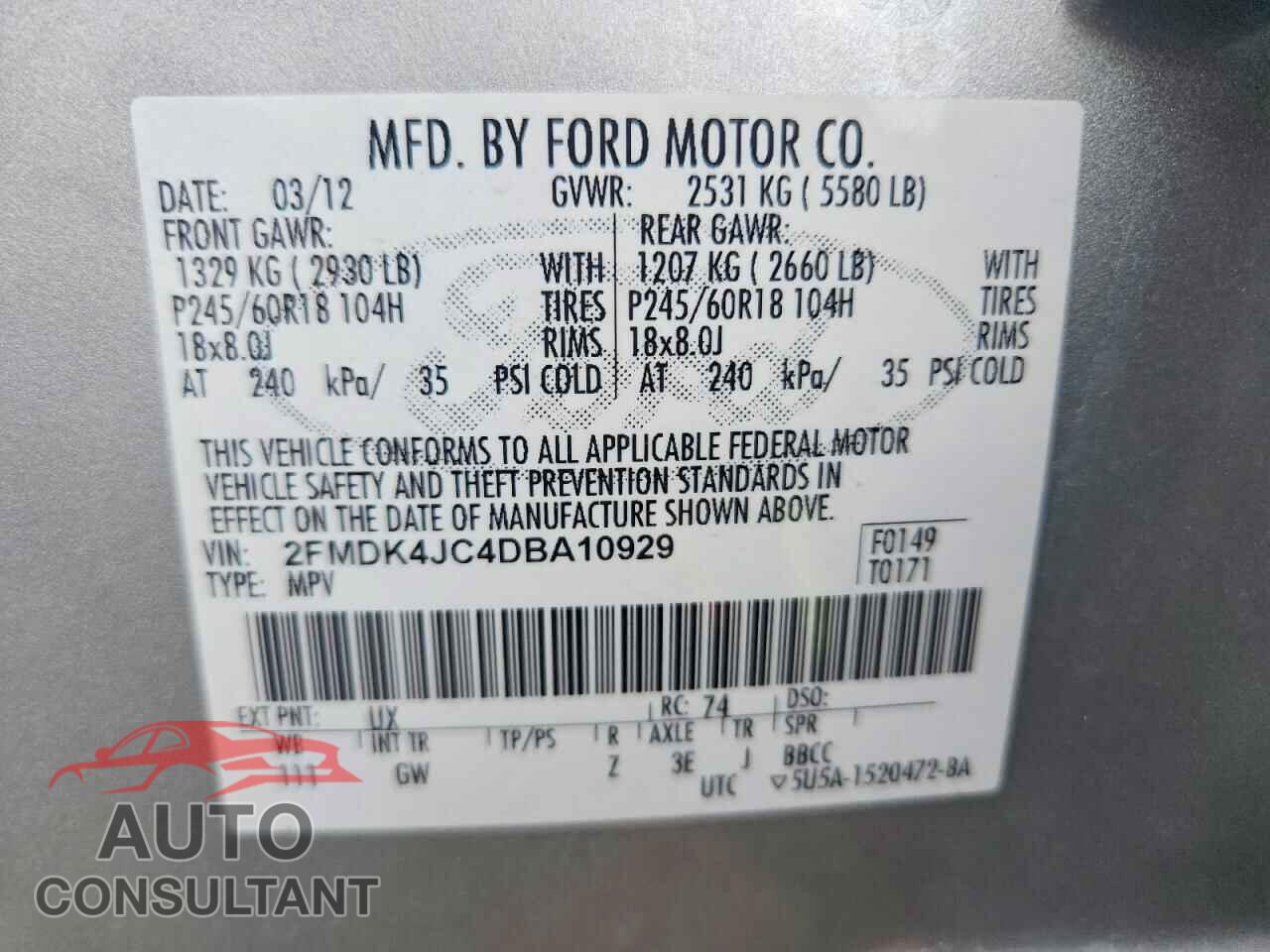 FORD EDGE 2013 - 2FMDK4JC4DBA10929