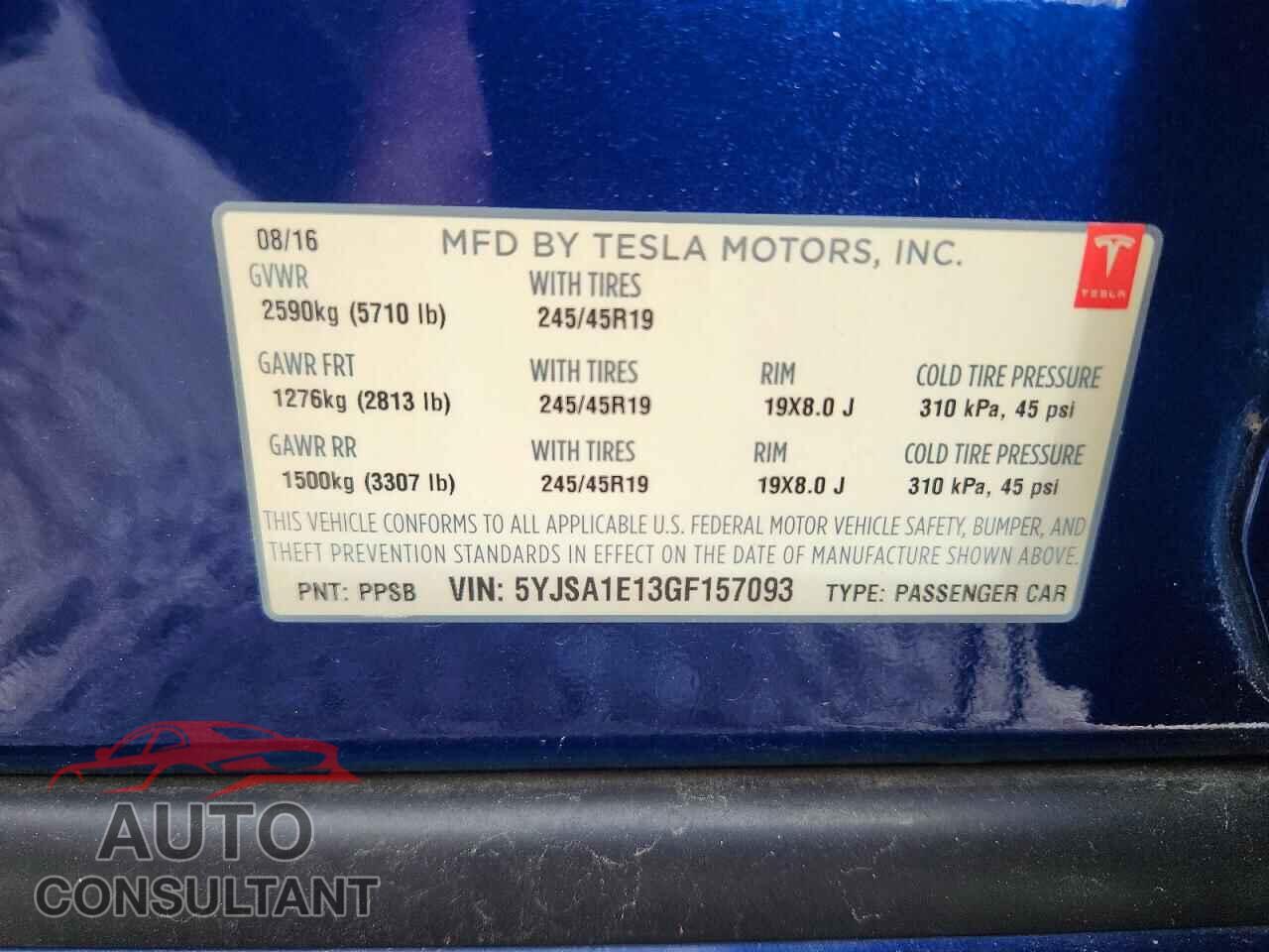 TESLA MODEL S 2016 - 5YJSA1E13GF157093
