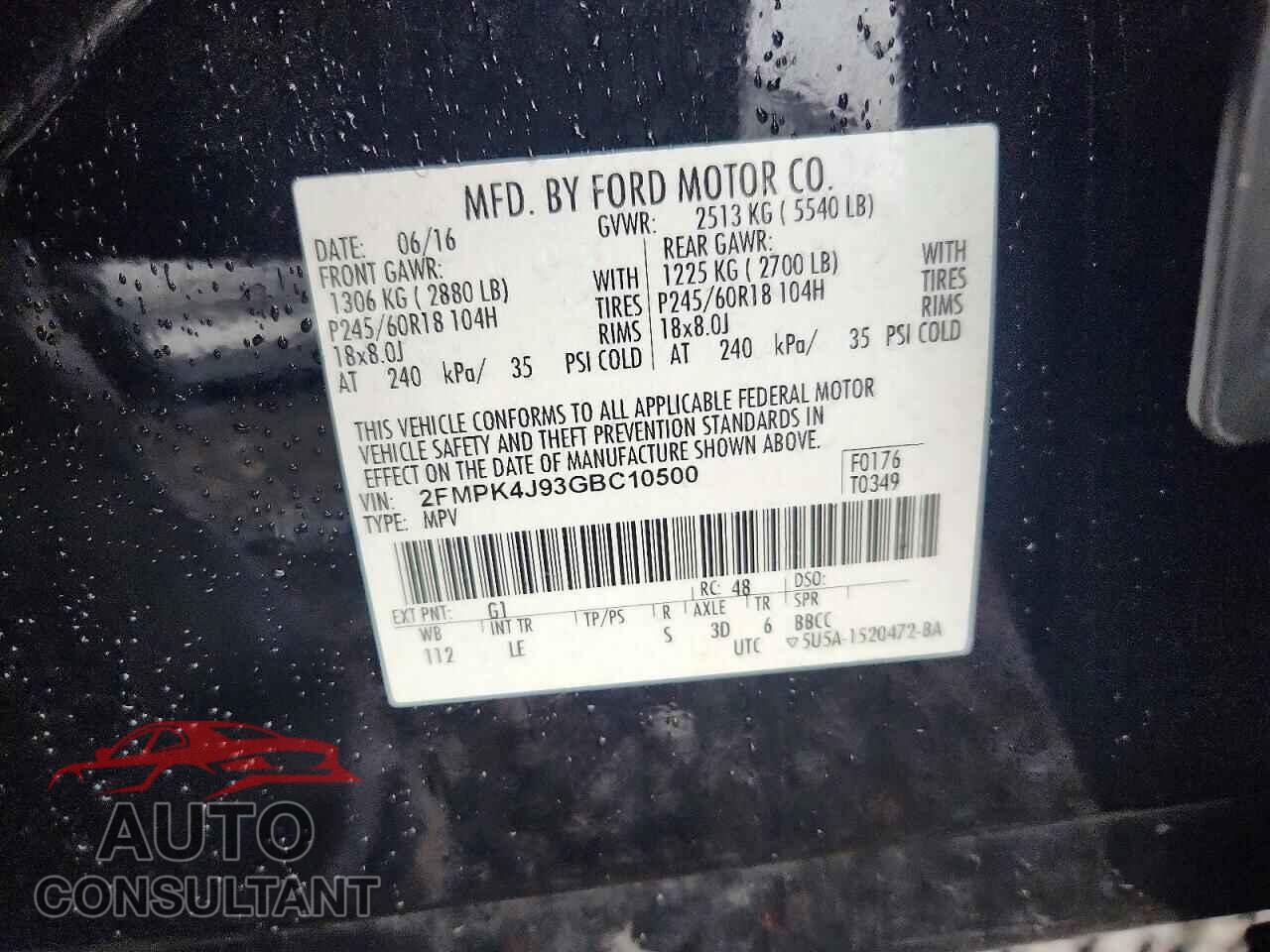 FORD EDGE 2016 - 2FMPK4J93GBC10500