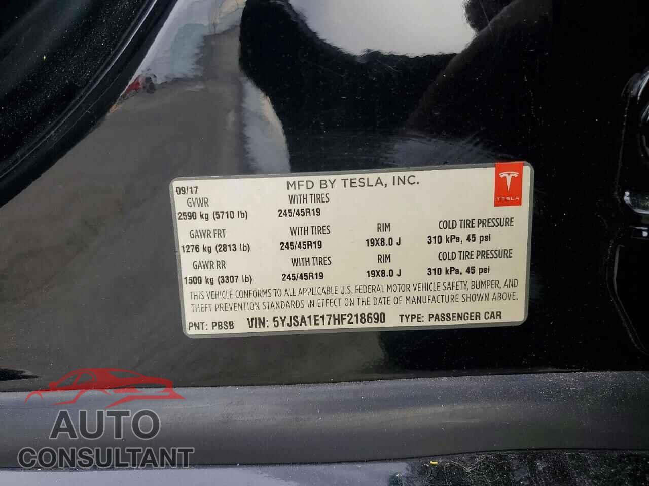 TESLA MODEL S 2017 - 5YJSA1E17HF218690