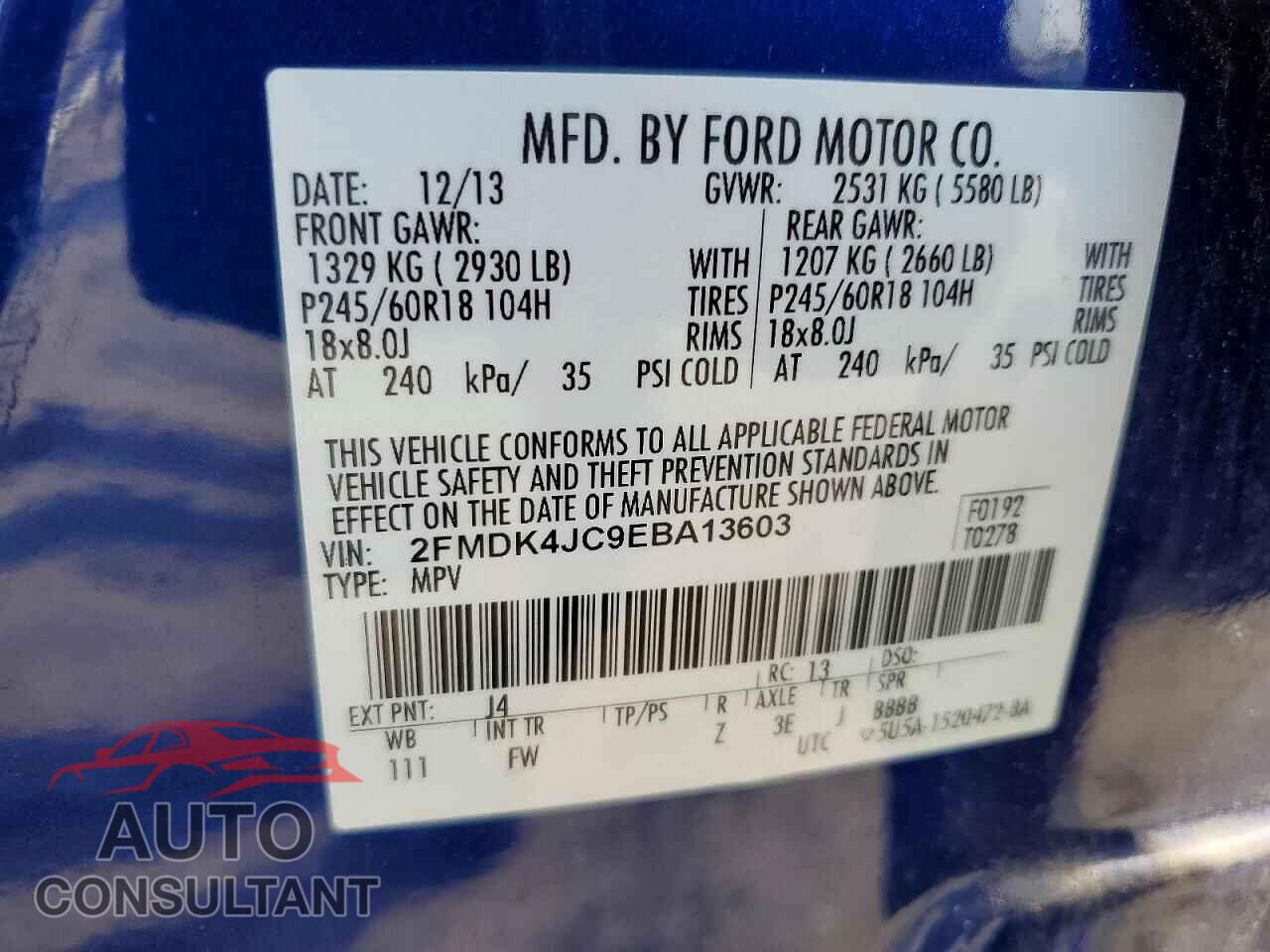 FORD EDGE 2014 - 2FMDK4JC9EBA13603