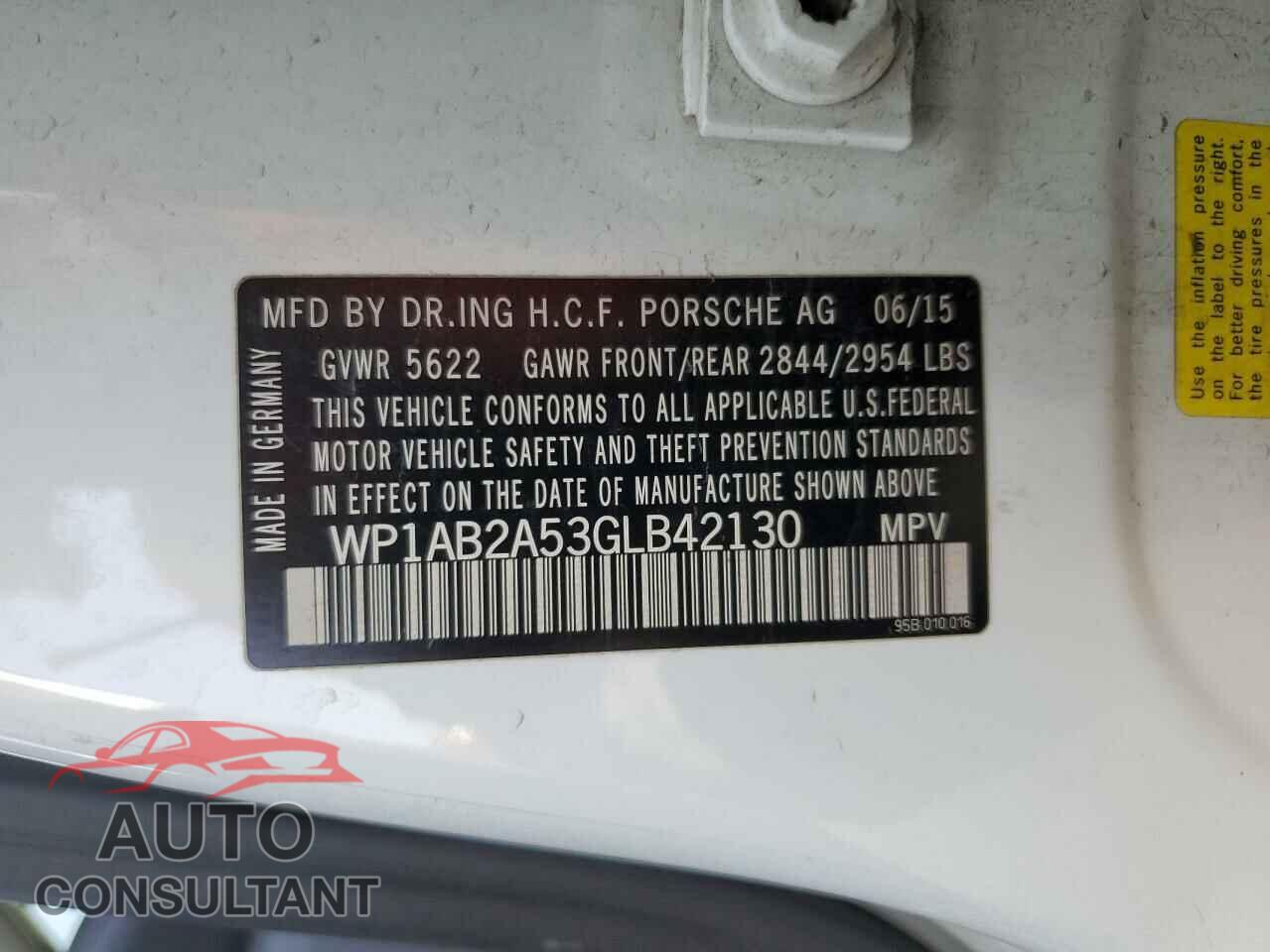 PORSCHE MACAN 2016 - WP1AB2A53GLB42130