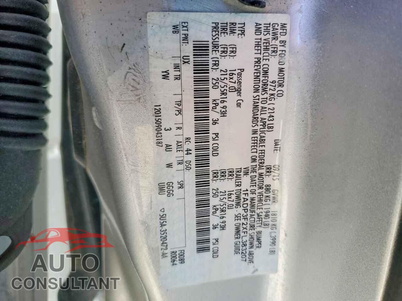 FORD FOCUS 2015 - 1FADP3F2XFL383207