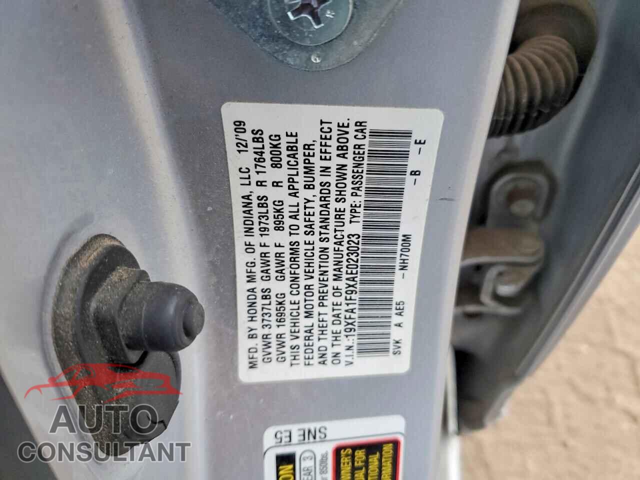 HONDA CIVIC 2010 - 19XFA1F9XAE023023