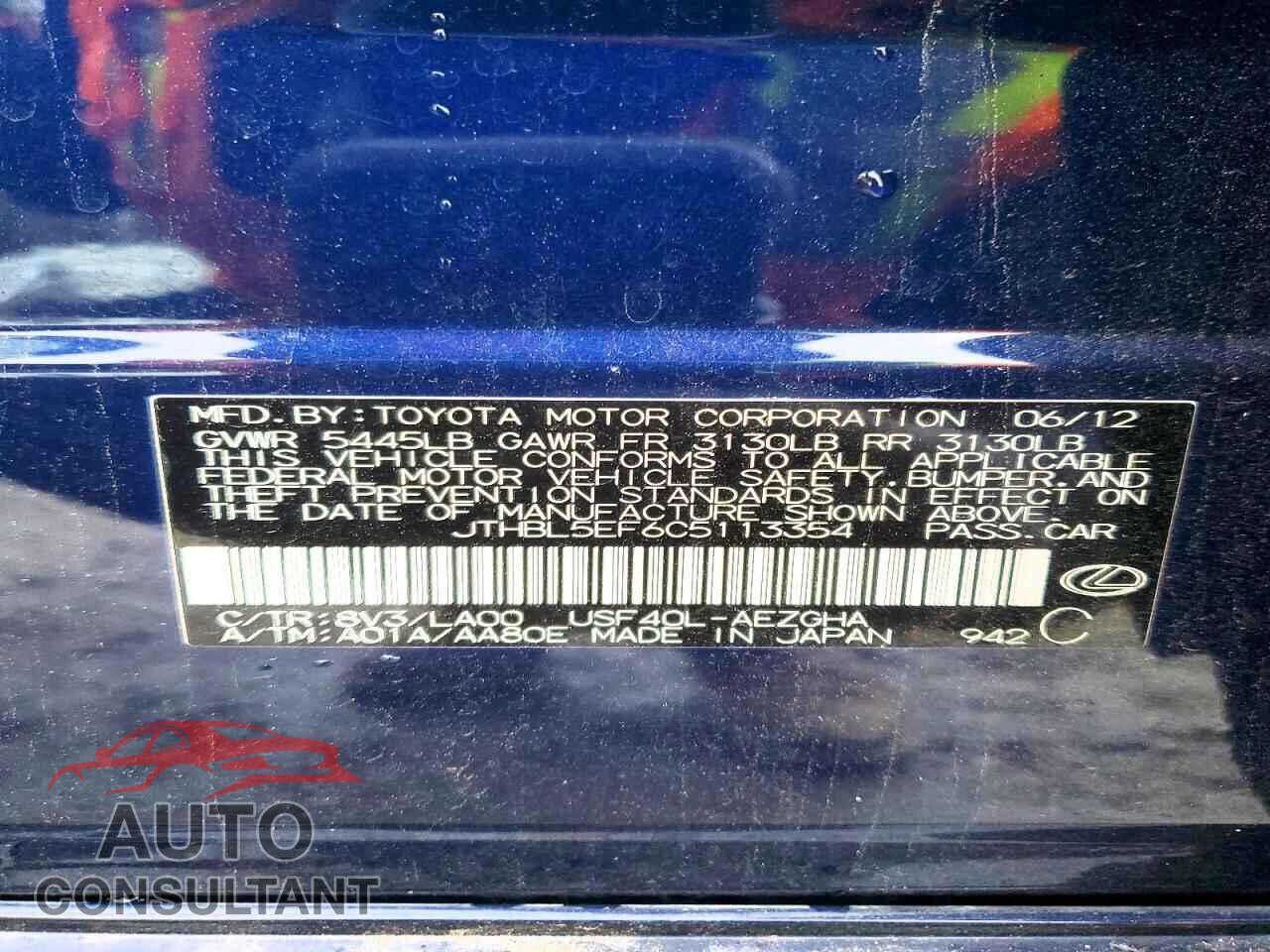 LEXUS LS500 2012 - JTHBL5EF6C5113354