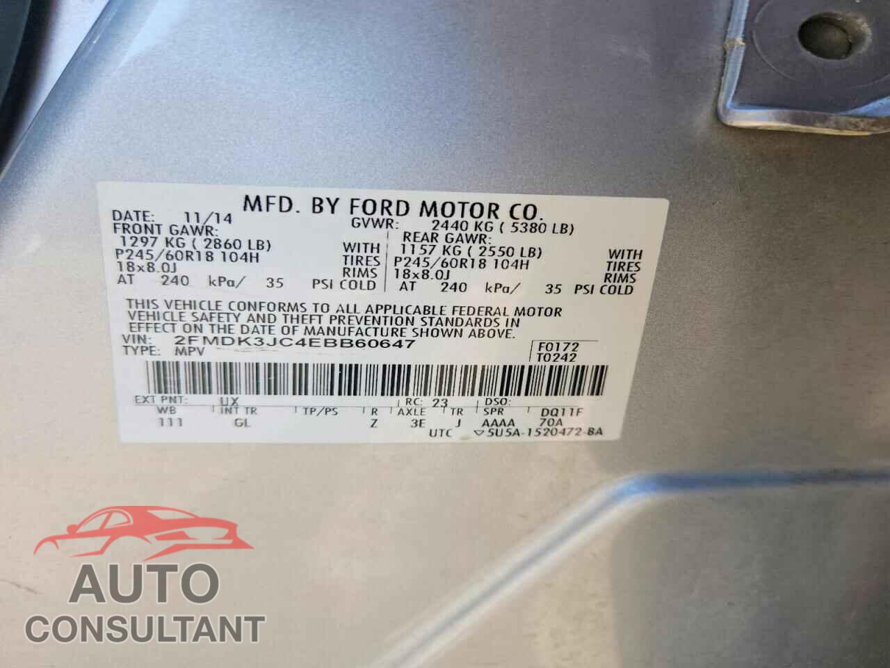 FORD EDGE 2014 - 2FMDK3JC4EBB60647