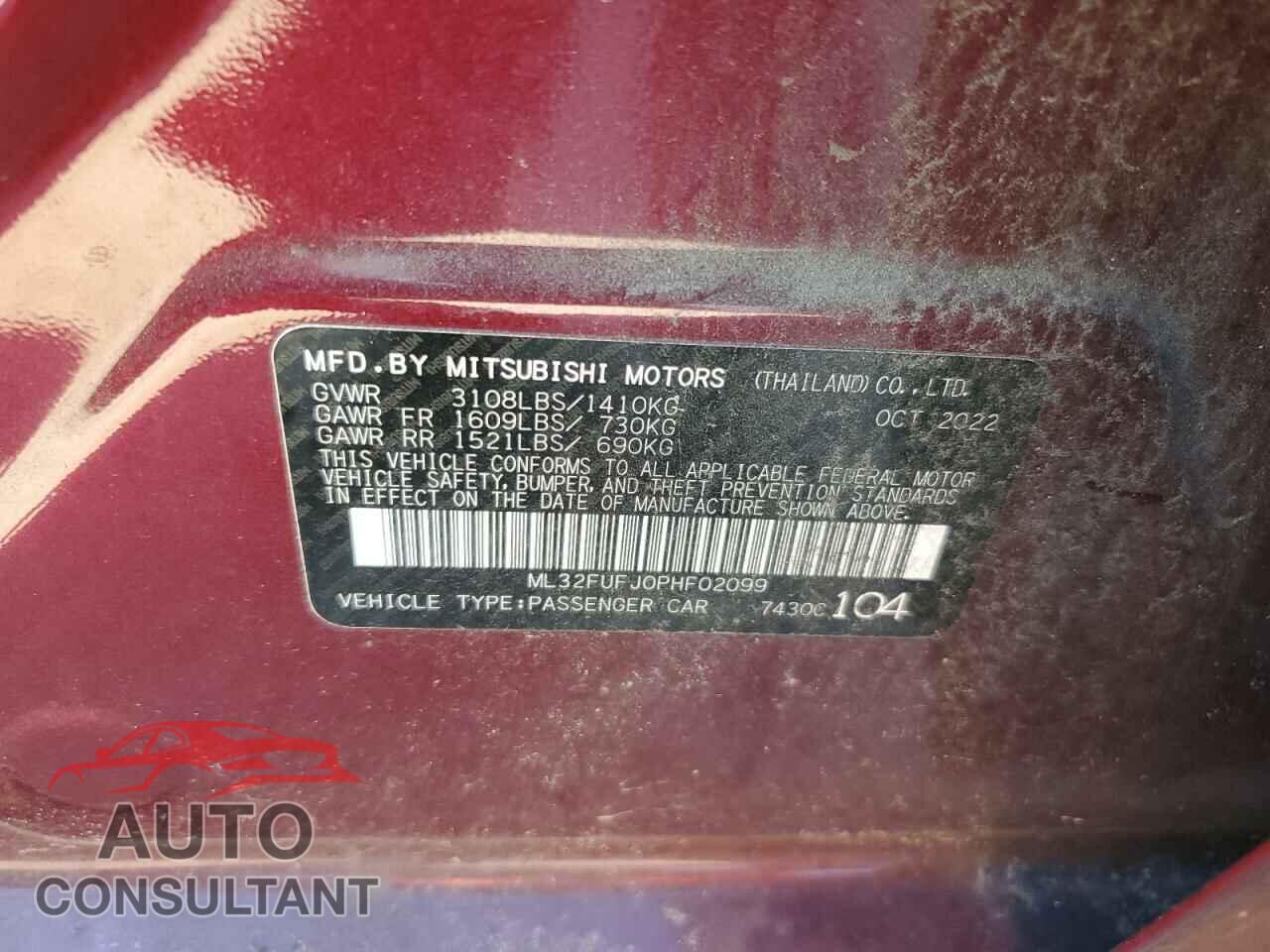 MITSUBISHI MIRAGE 2023 - ML32FUFJ0PHF02099