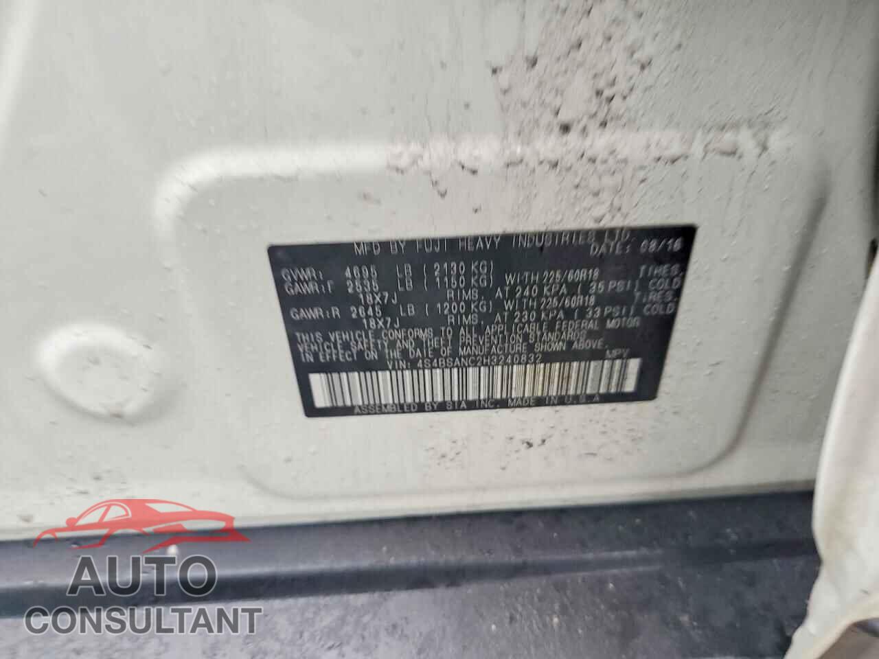 SUBARU OUTBACK 2017 - 4S4BSANC2H3240832