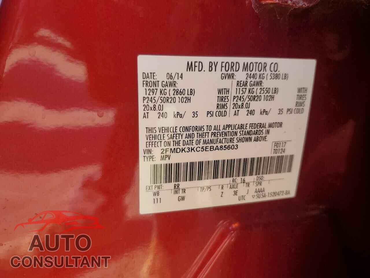 FORD EDGE 2014 - 2FMDK3KC5EBA85603