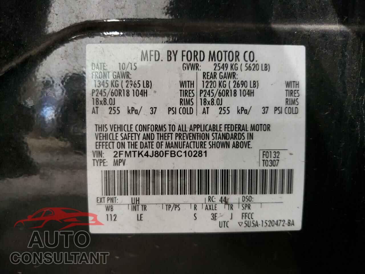 FORD EDGE 2015 - 2FMTK4J80FBC10281