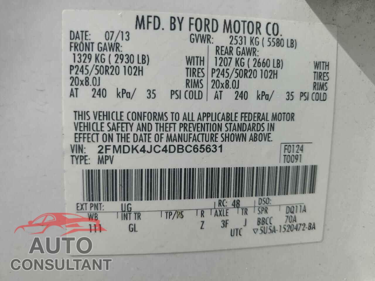 FORD EDGE 2013 - 2FMDK4JC4DBC65631