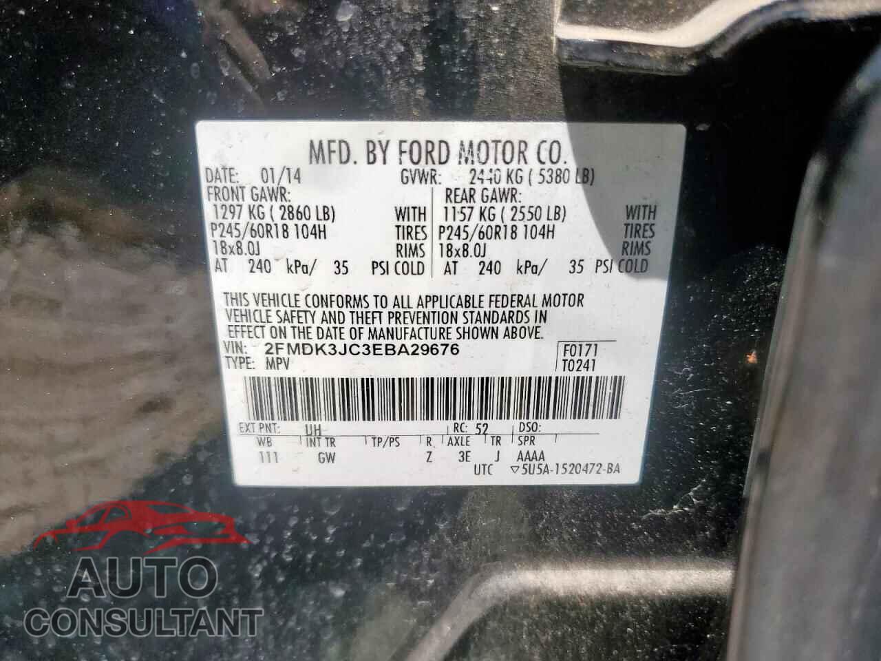 FORD EDGE 2014 - 2FMDK3JC3EBA29676