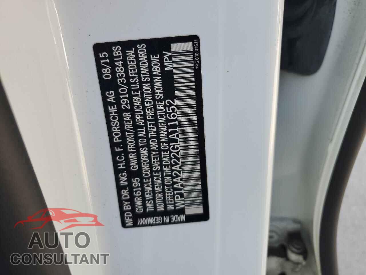 PORSCHE CAYENNE 2016 - WP1AA2A22GLA11652