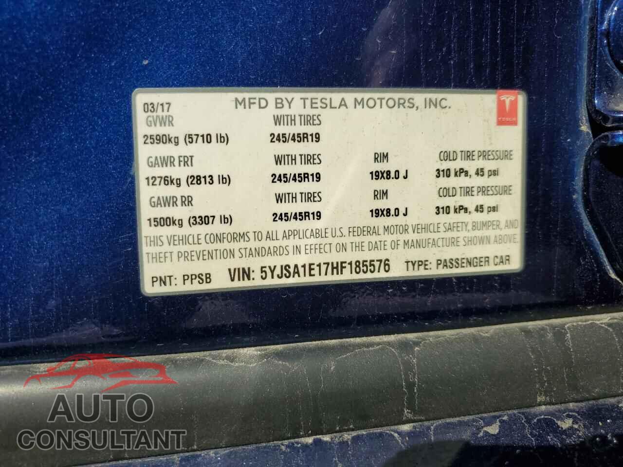 TESLA MODEL S 2017 - 5YJSA1E17HF185576