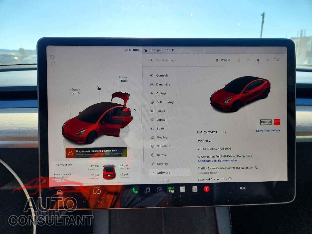 TESLA MODEL 3 2022 - 5YJ3E1EA0NF288908