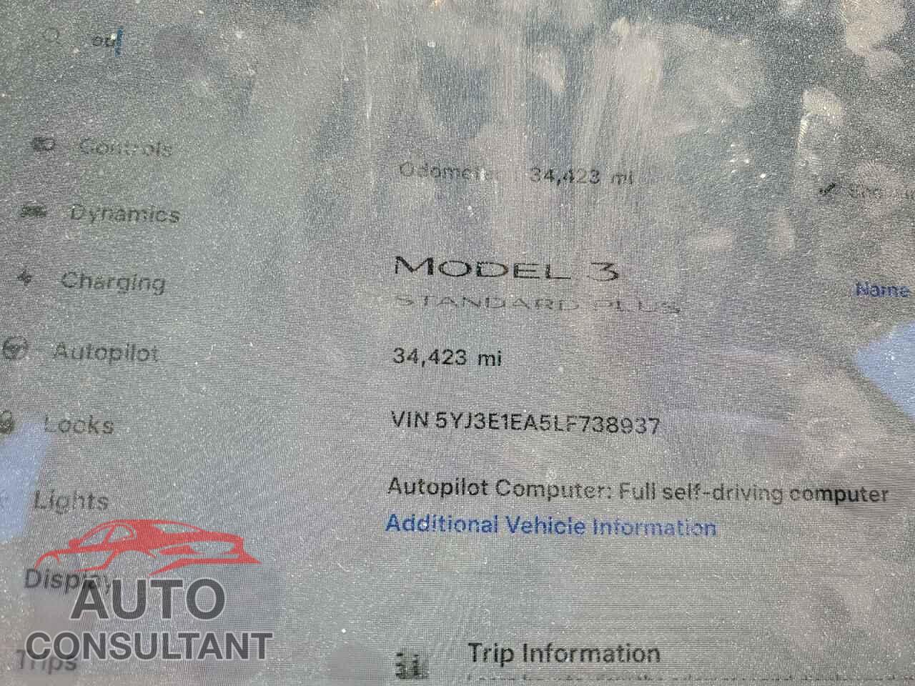 TESLA MODEL 3 2020 - 5YJ3E1EA5LF738937